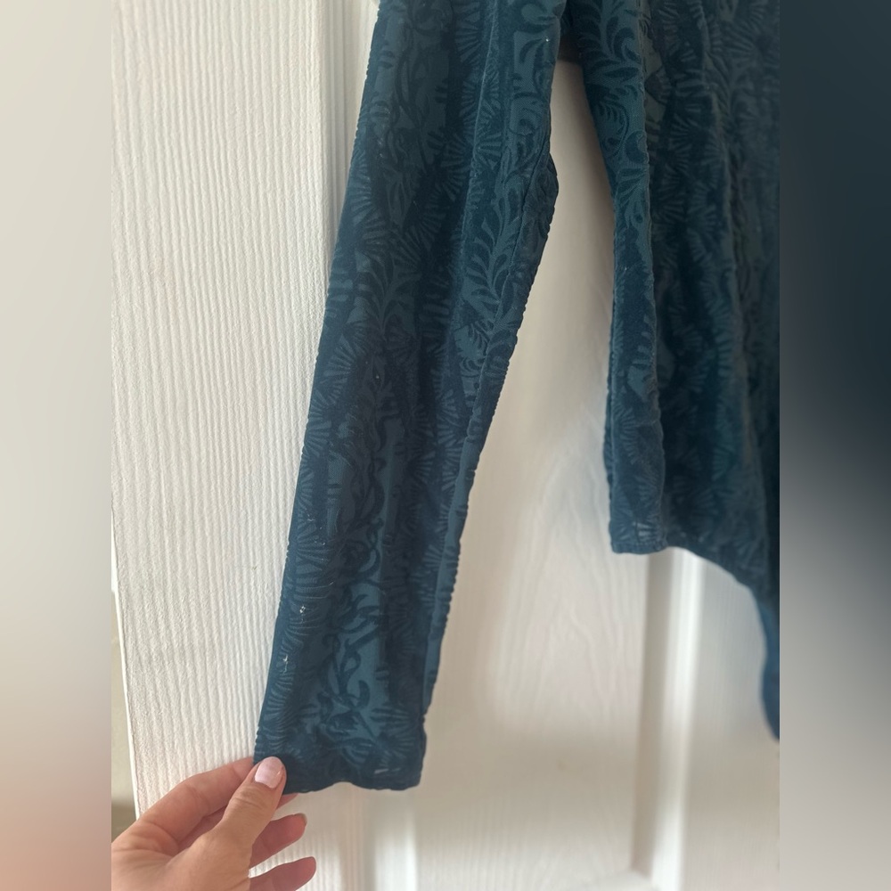 Free People Intimately "On the Dance Floor" Velvet Lace Bodysuit, Size Large. - Picture 3 of 9